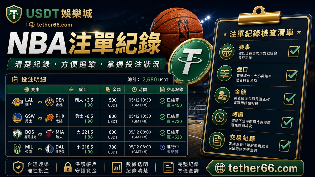 NBA投注注單紀錄檢查表:賽事、盤口、金額與交易紀錄