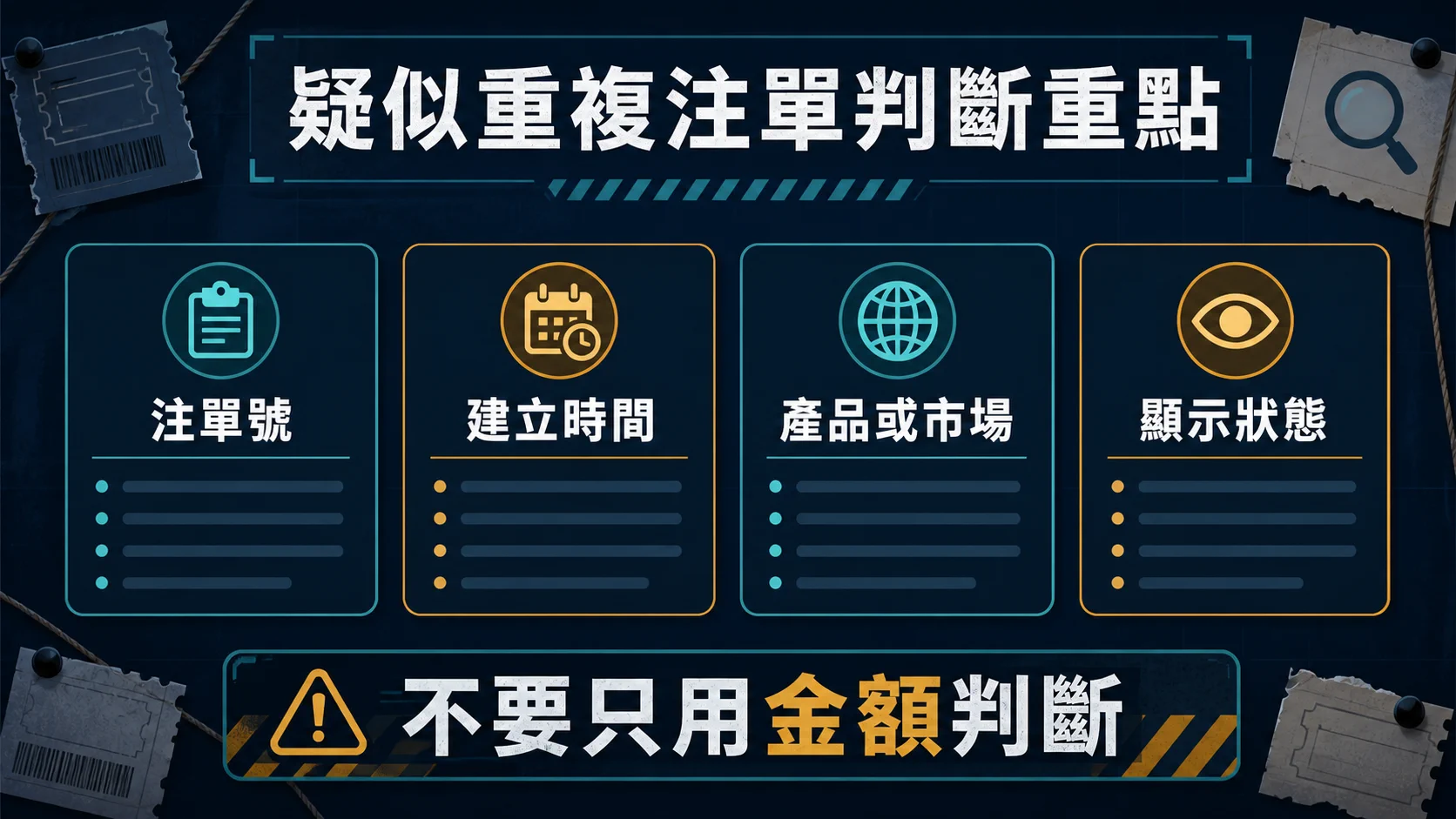 注單重複或找不到怎麼查?注單號、時間與客服紀錄整理的找不到注單先排除顯示條件資訊圖