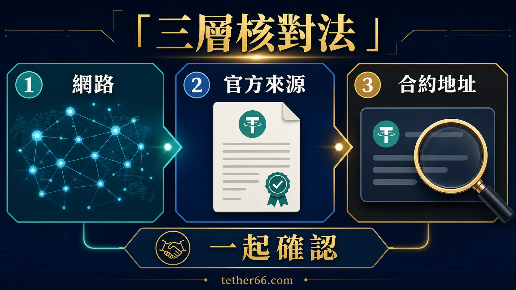 USDT合約地址核對的查核流程示意圖