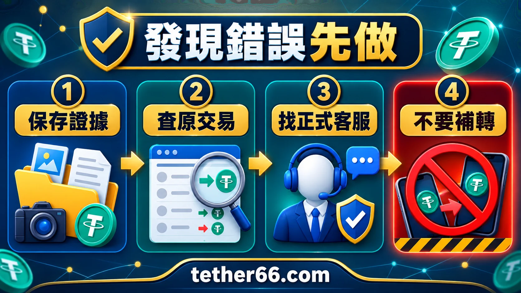 USDT轉帳取消與錯誤處理的停止條件與欄位對照圖